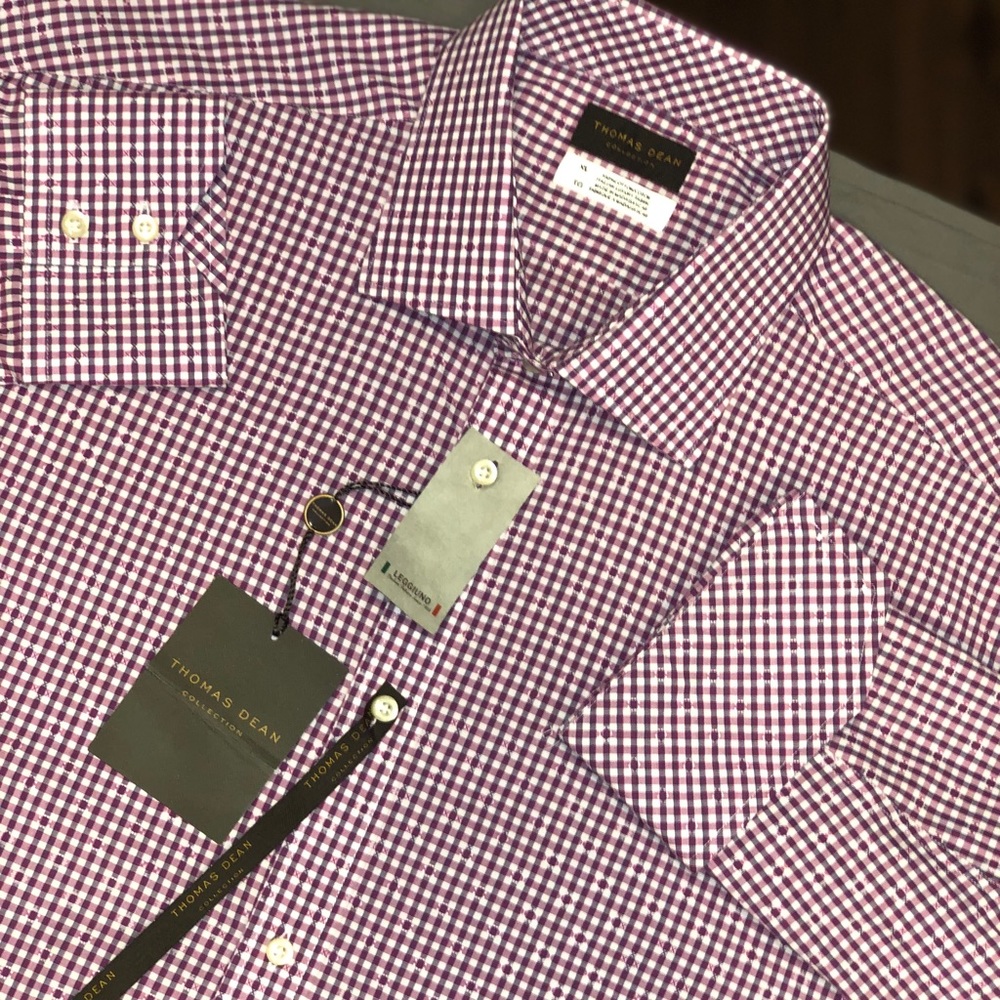 Thomas Dean Collection Checked Button Down Shirt